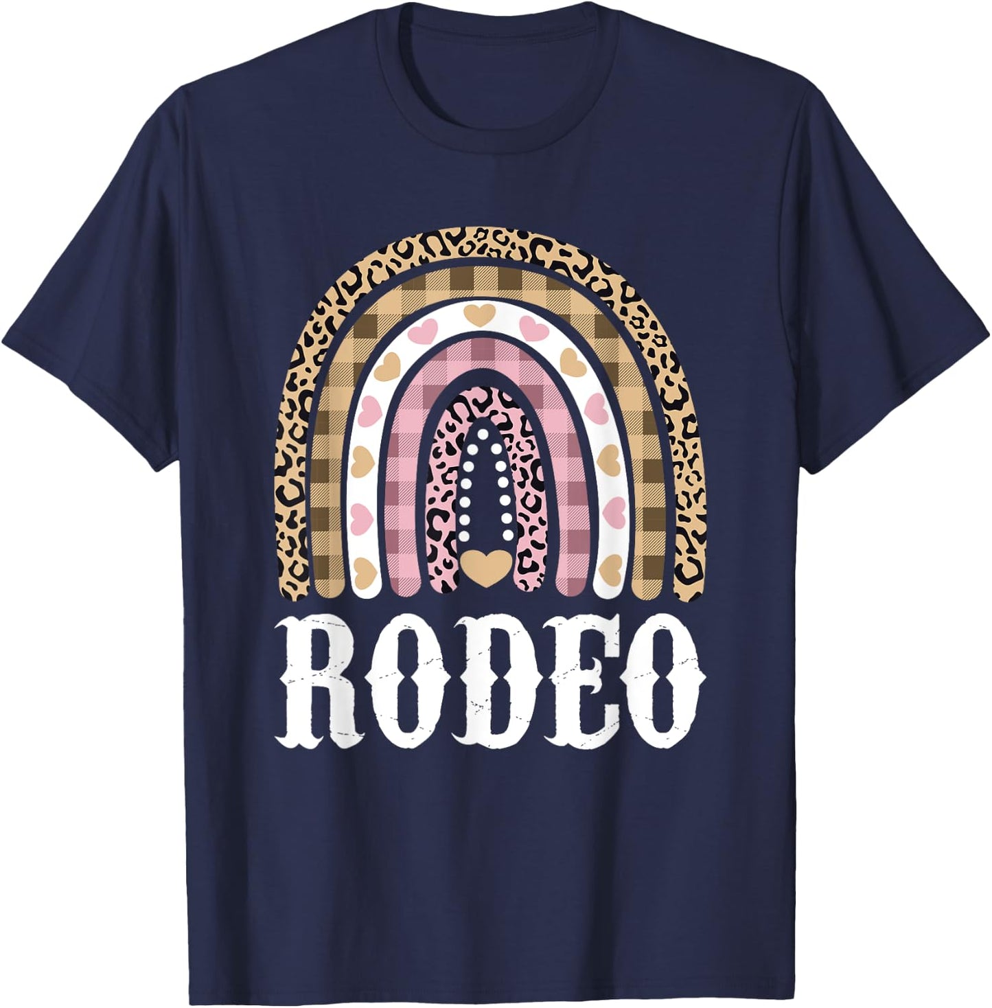 Cowgirl Outfit Women Cowboy Rainbow Leopard Western Rodeo T-Shirt - T-Shirt | Navy