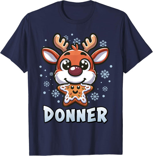 Santa’s Reindeer Donner Xmas Group Costume T-Shirt - T-Shirt | Navy