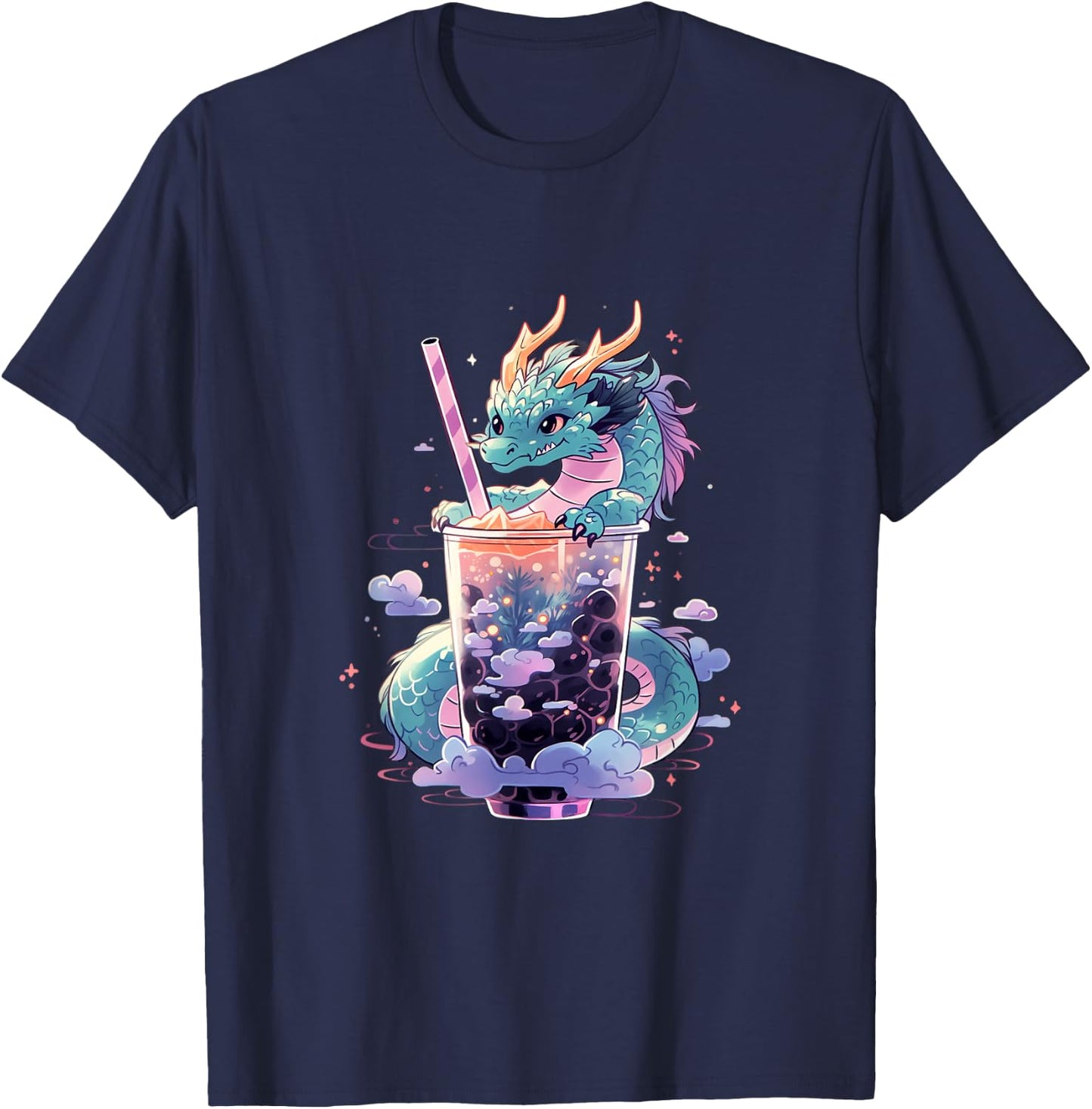 Dragon Boba Tea Bubble Tea Anime Kawaii T-Shirt - T-Shirt | Navy
