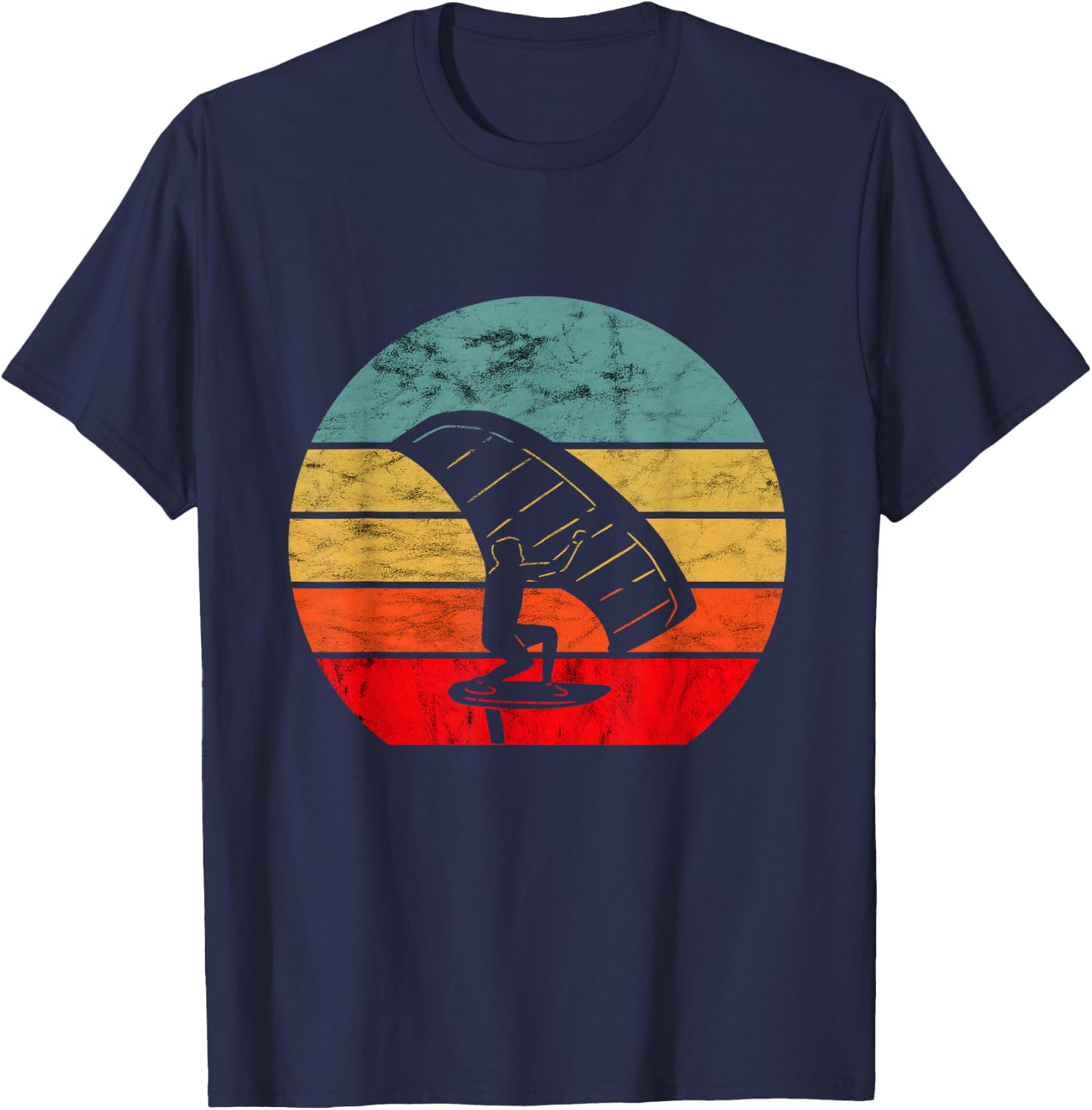 Foil Vintage Retro Foiler Electric Hydrofoil Surfboard T-Shirt - T-Shirt | Navy