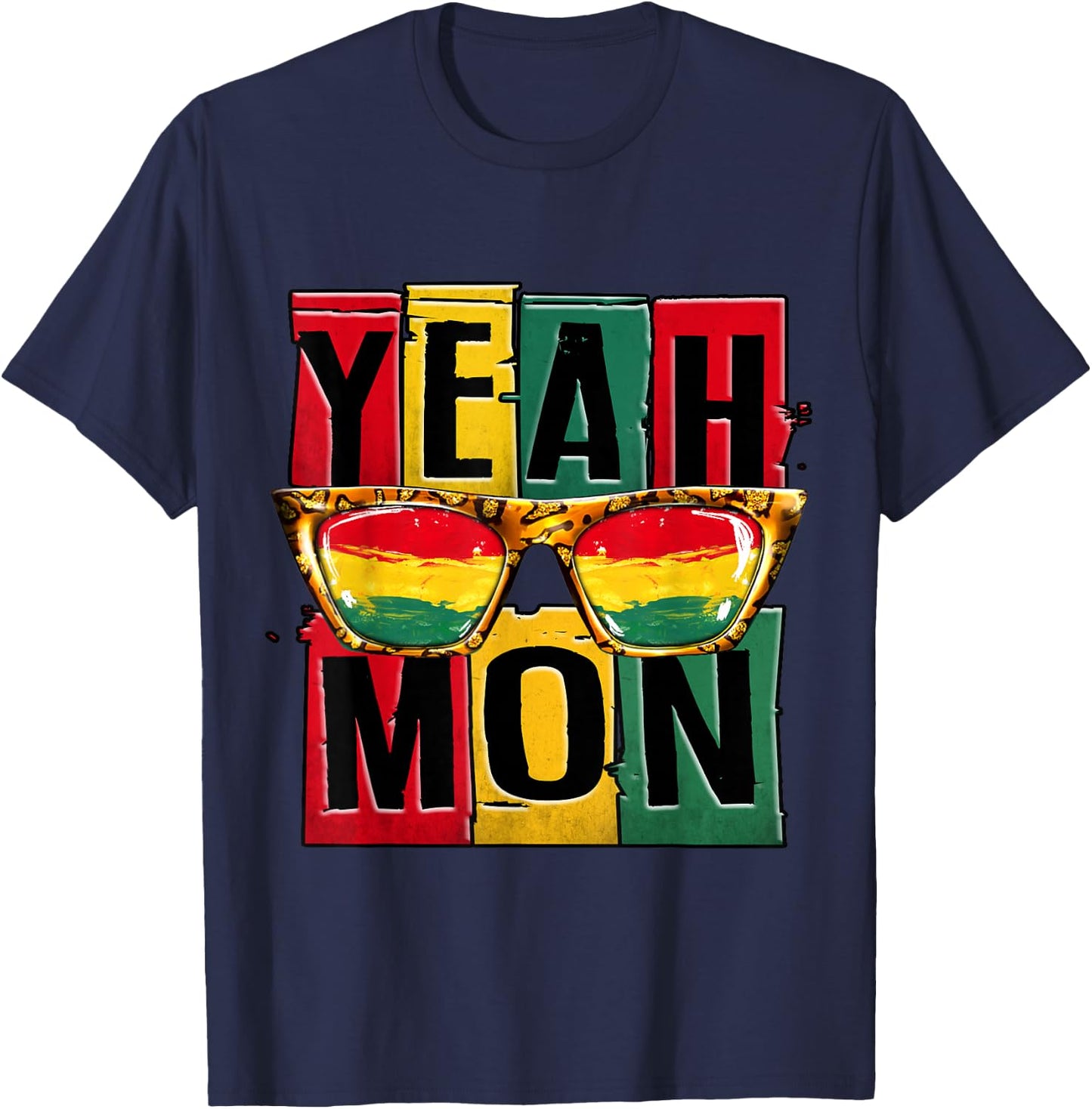 Yeah Mon Funny Jamaican Pride Jamaica Vacation Reggae T-Shirt - T-Shirt | Navy