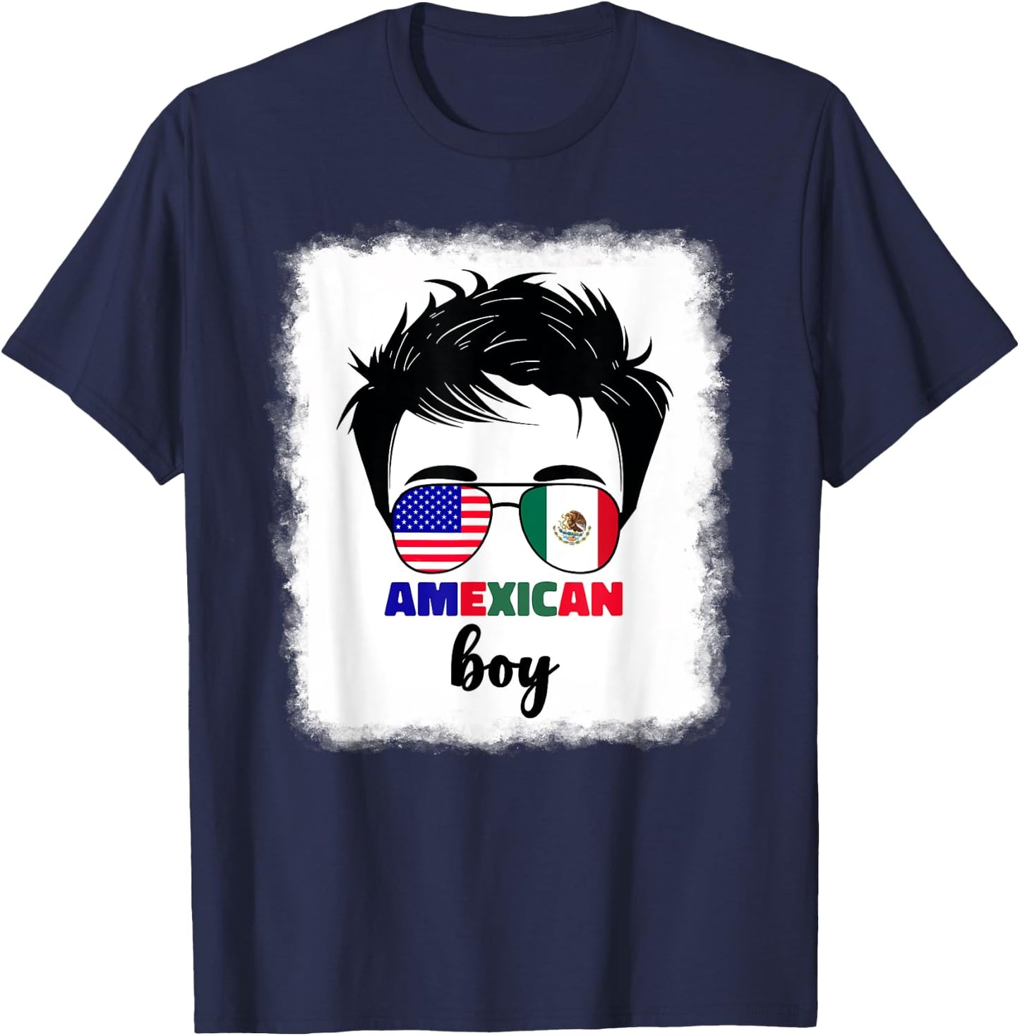 Half Mexican And American Mexico America Usa Flag Kids Boys T-Shirt - T-Shirt | Navy