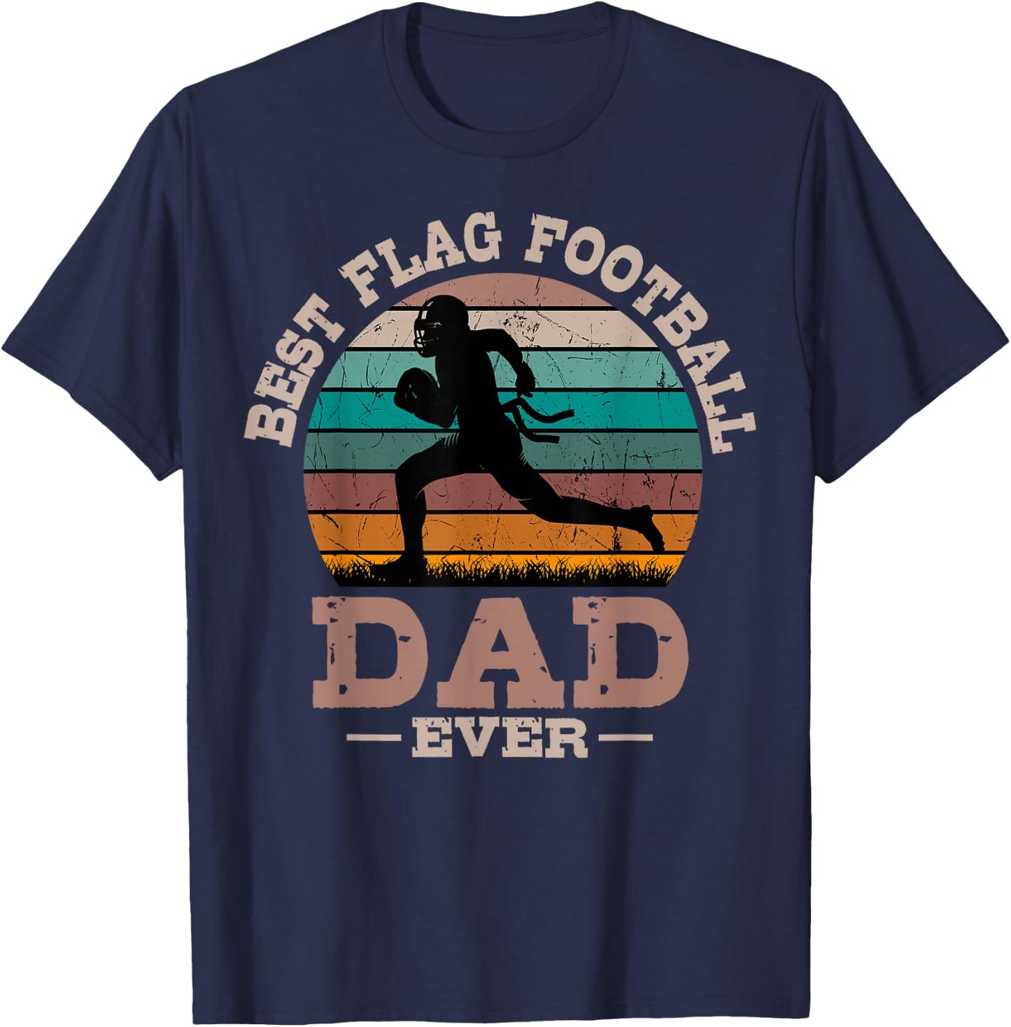 Flag Football Dad Retro Vintage Sport Ball Father's Day T-Shirt - T-Shirt | Navy