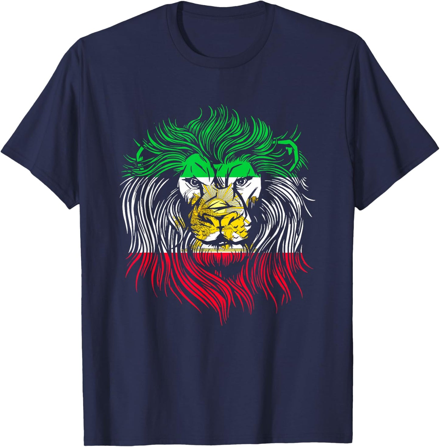 Lion Head Flag Iran T-Shirt - T-Shirt | Navy