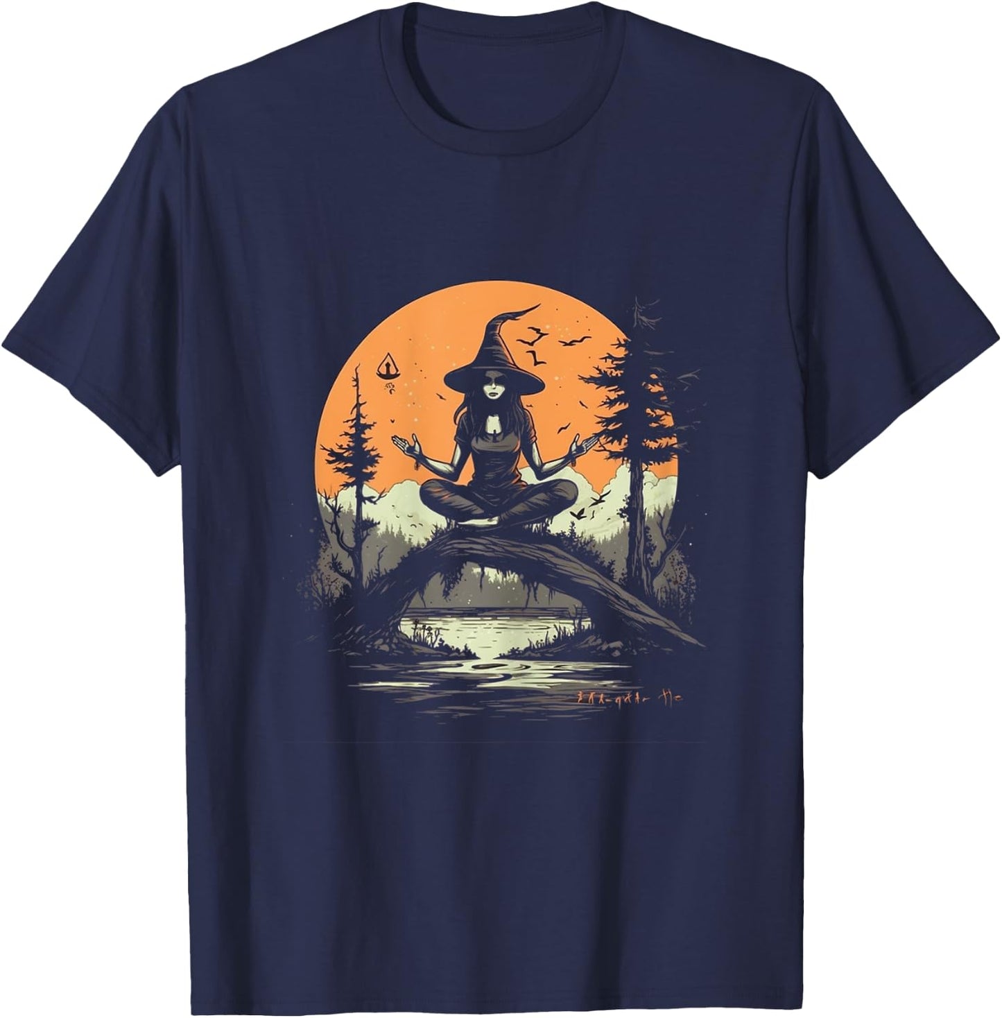 Witch Meditating Halloween Costume Yoga Zen Meditation Women T-Shirt - T-Shirt | Navy