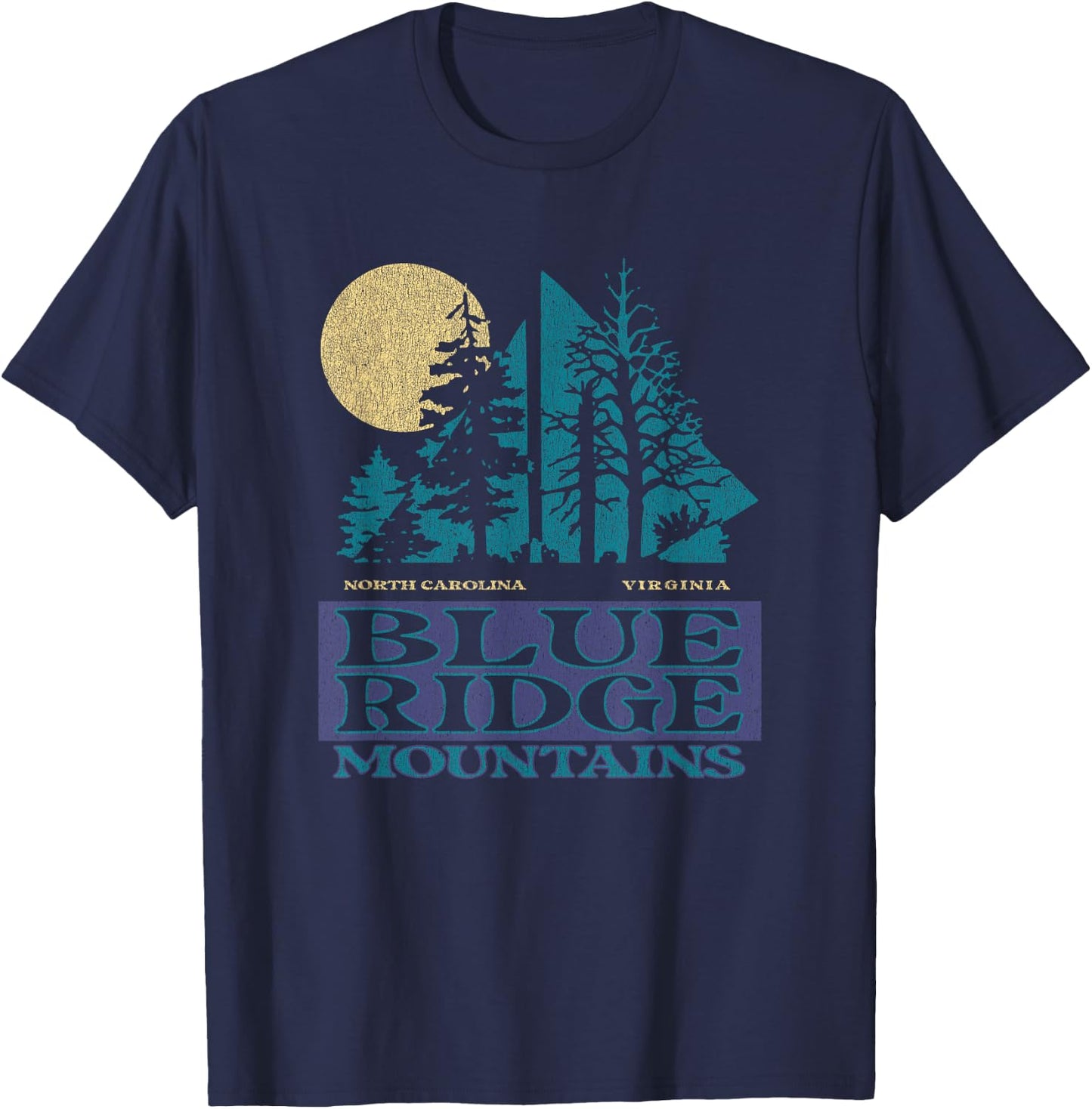 Blue Ridge Mountains National Park Vintage Scenic T-Shirt - T-Shirt | Navy