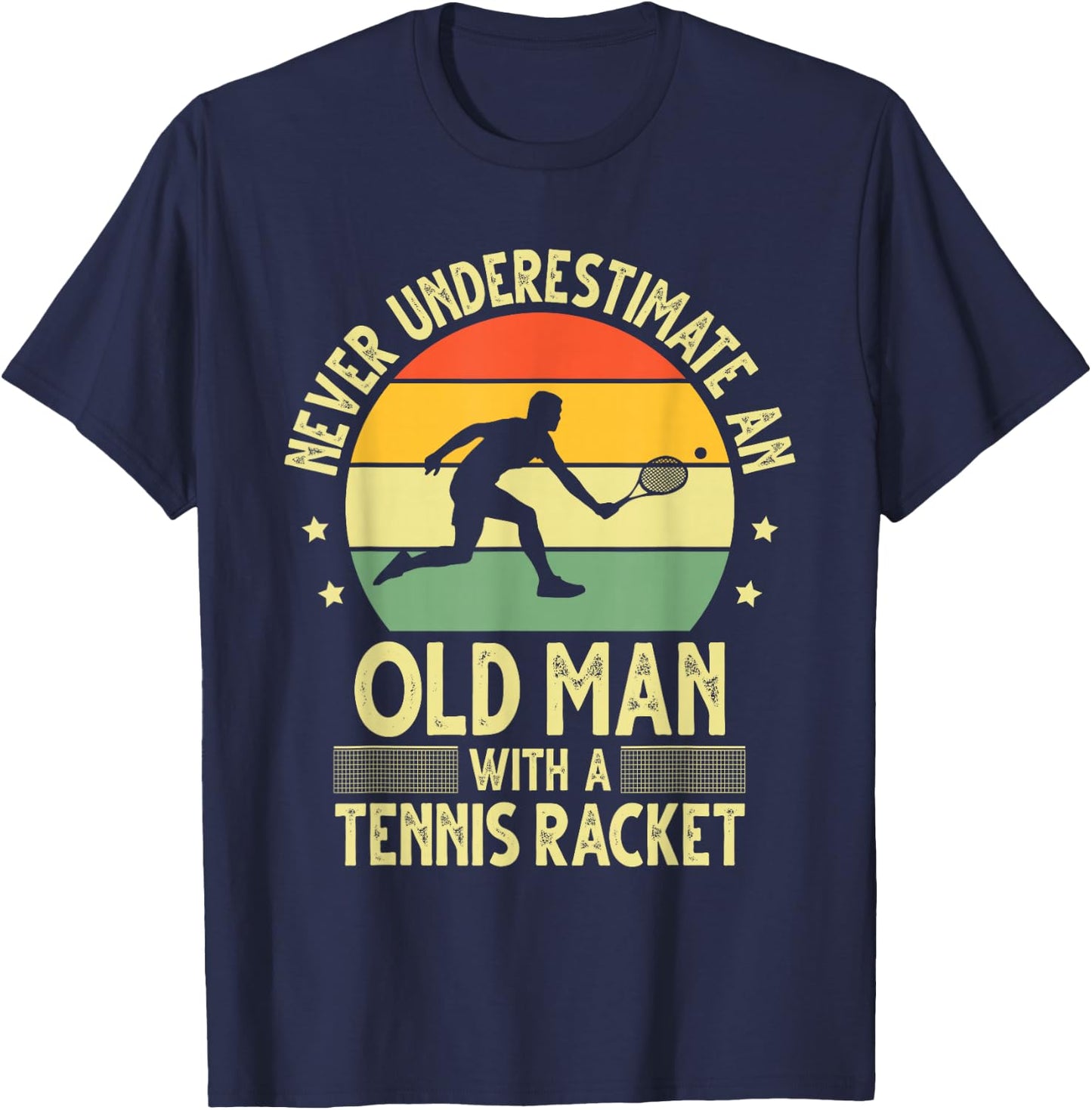 Funny Tennis Art For Grandpa Men Tennis Player Racket Sport T-Shirt - T-Shirt | Navy