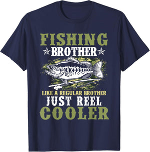 Fishing Shirt Boys Fisherman Funny Bass Fishing Brother T-Shirt - T-Shirt | Navy