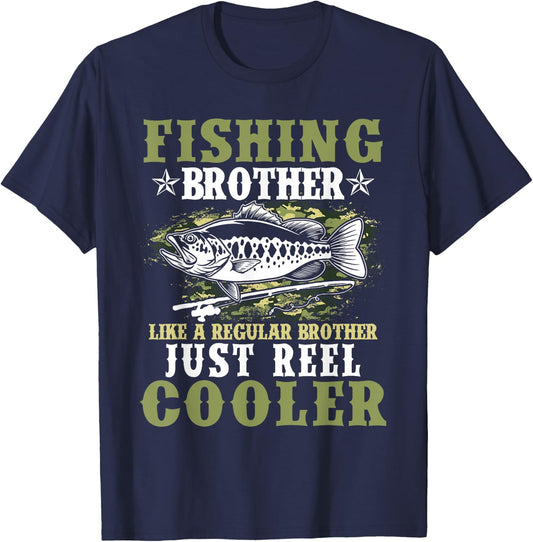 Fishing Shirt Boys Fisherman Funny Bass Fishing Brother T-Shirt - T-Shirt | Navy