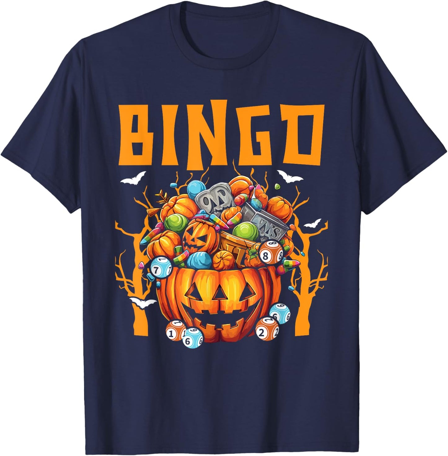 Bingo Halloween Trick Or Treat Bingo Player Bingo Caller T-Shirt - T-Shirt | Navy