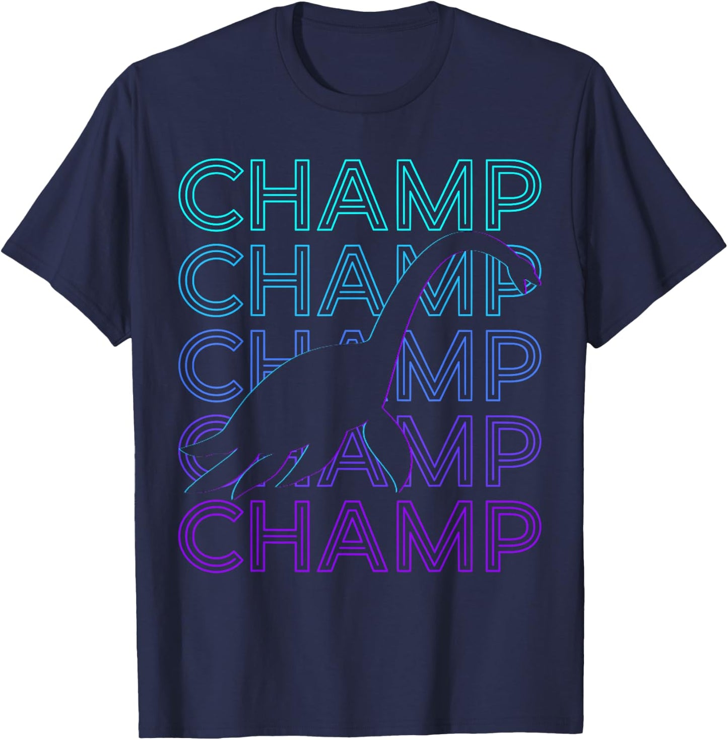 Champ Champy Lake Monster Retro T-Shirt - T-Shirt | Navy