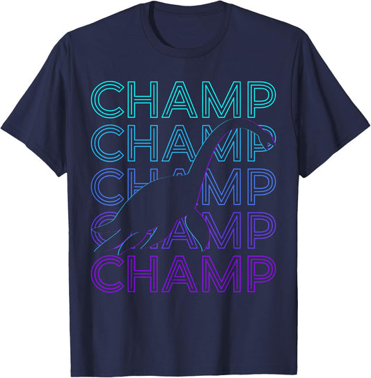 Champ Champy Lake Monster Retro T-Shirt - T-Shirt | Navy