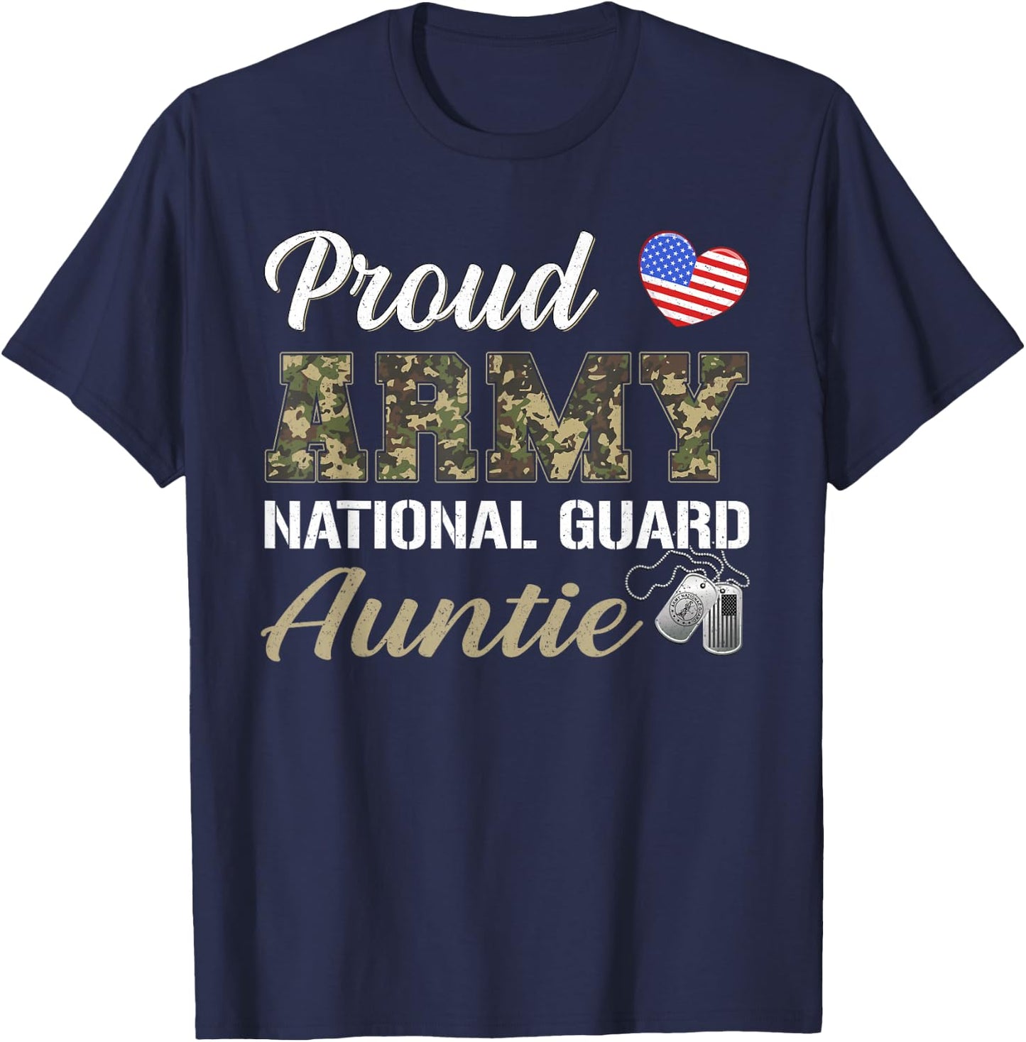 Retro Proud Army National Guard Auntie Military Pride Outfit T-Shirt - T-Shirt | Navy