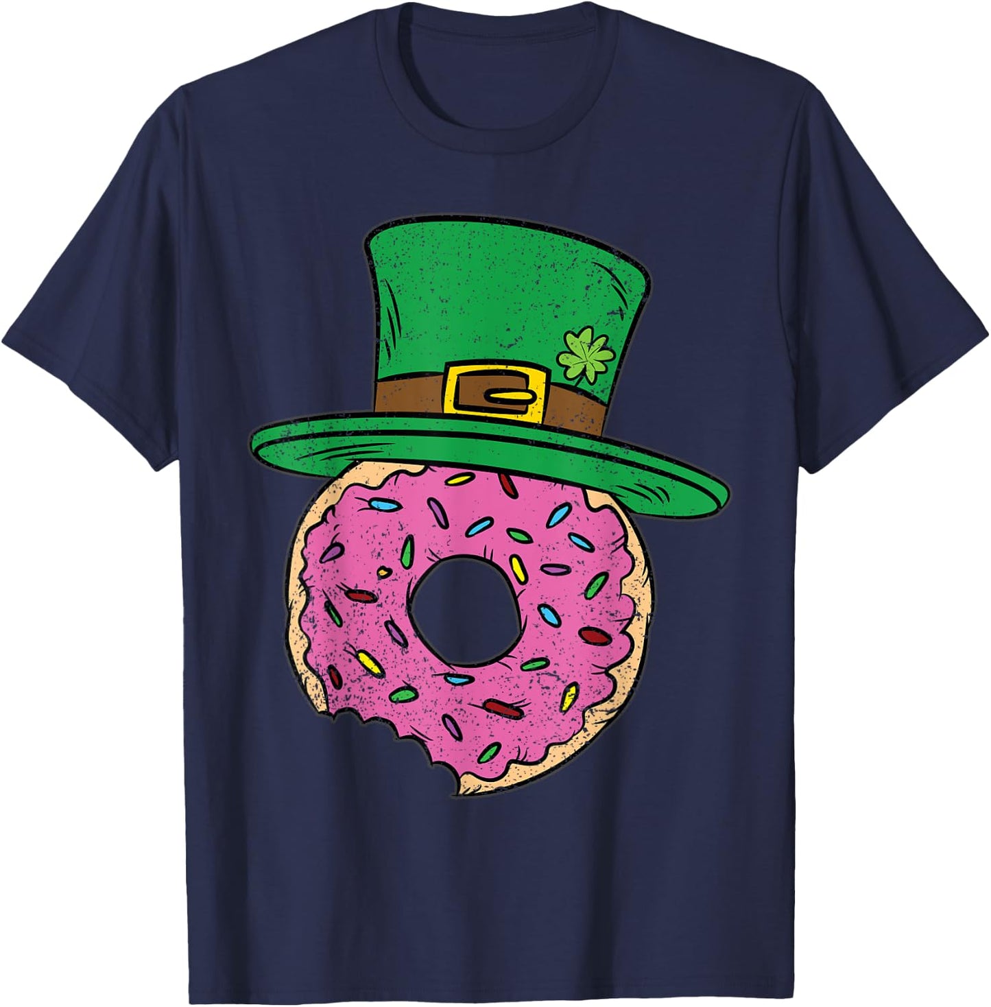 Irish Donut St Patricks Day Doughnut Leprechaun Hat Shamrock T-Shirt - T-Shirt | Navy