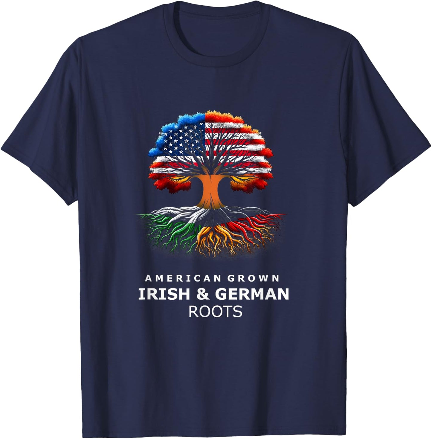 American Raised with Irish and German Roots T-Shirt - T-Shirt | Navy