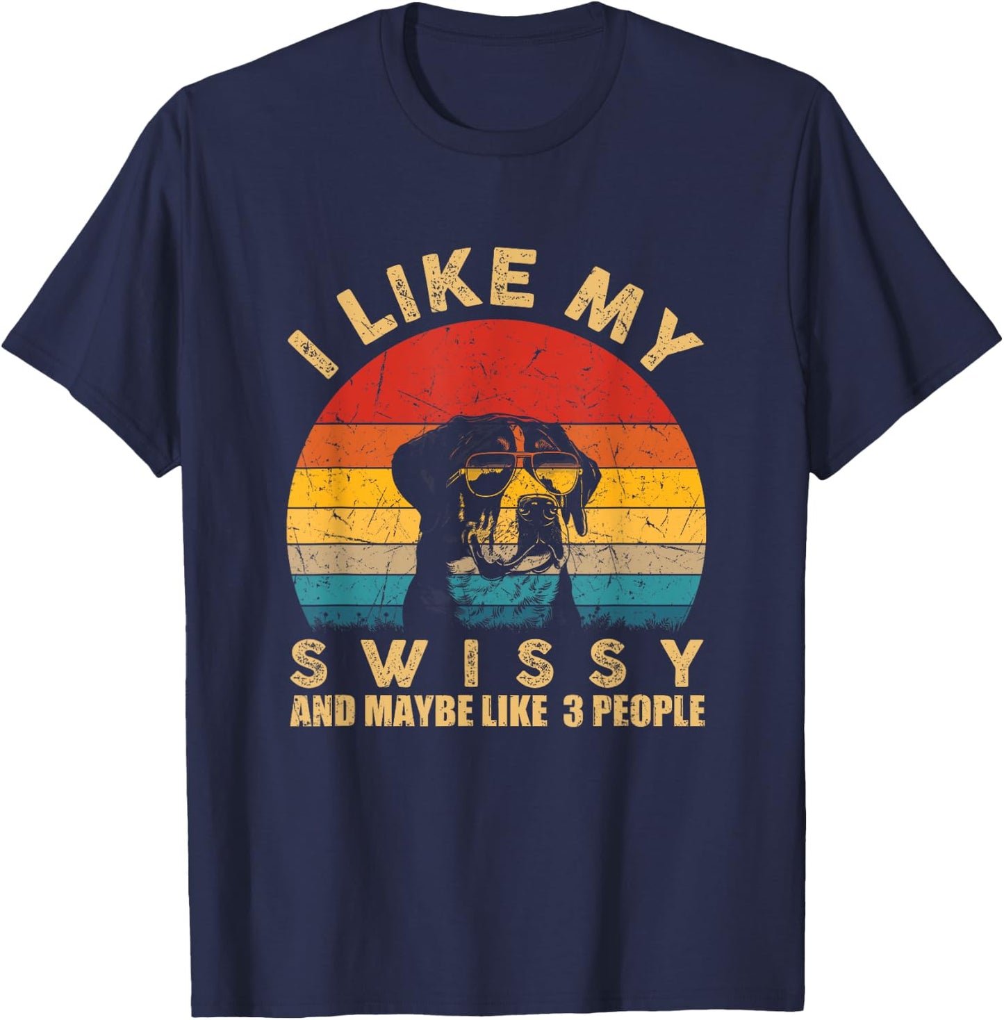 I Like My Swissy Dog Pet Lover Gifts Funny Dog Retro Vintage T-Shirt - T-Shirt | Navy