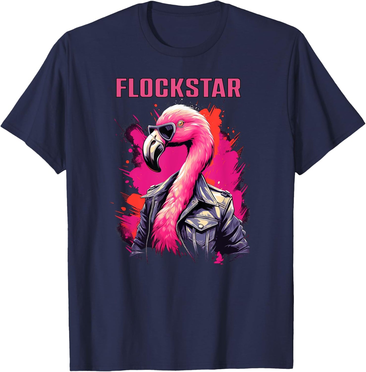 Cool Rockstar Flamingo T-Shirt - T-Shirt | Navy