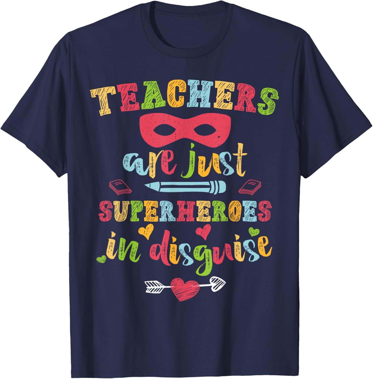 Back To School Teachers Are Just Superheroes hand drawn 2025 T-Shirt - T-Shirt | Navy