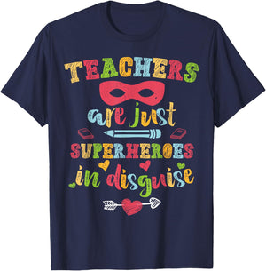 Back To School Teachers Are Just Superheroes hand drawn 2025 T-Shirt - T-Shirt | Navy