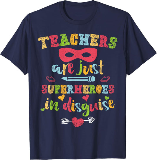 Back To School Teachers Are Just Superheroes hand drawn 2025 T-Shirt - T-Shirt | Navy