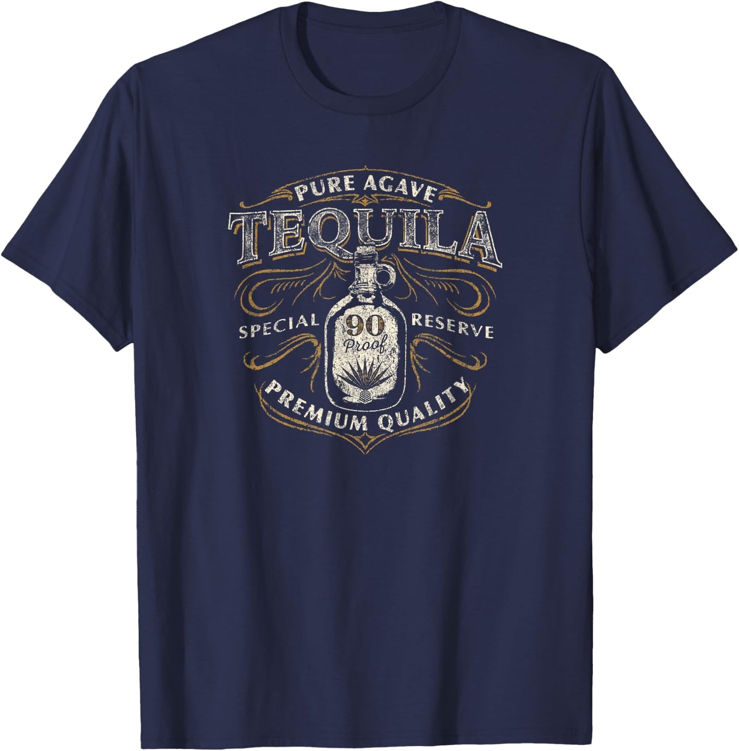 Trendy Classic Centered Pure Agave Tequila T-Shirt - T-Shirt | Navy