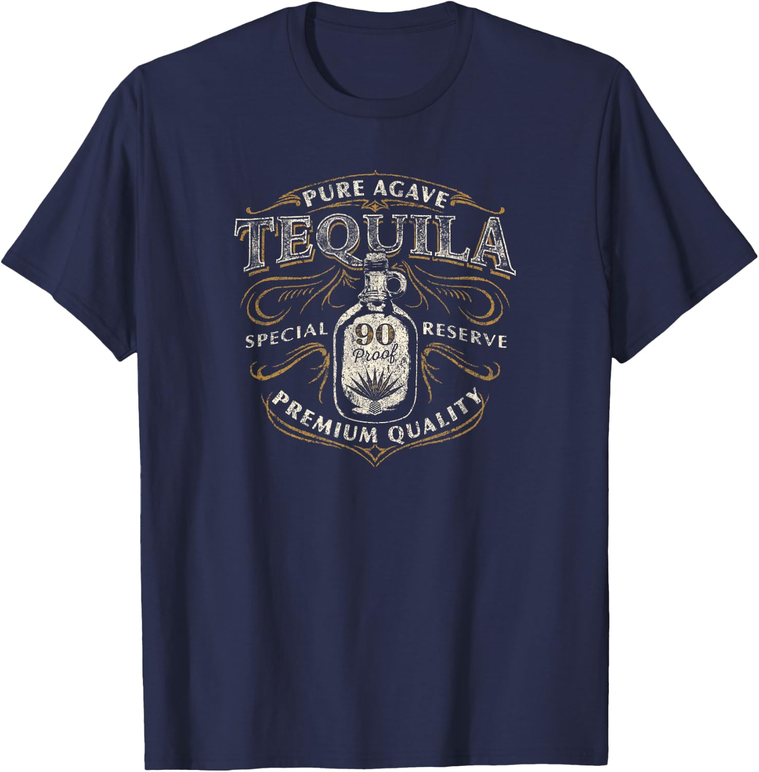 Trendy Classic Centered Pure Agave Tequila T-Shirt - T-Shirt | Navy