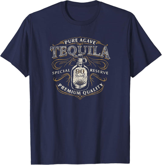 Trendy Classic Centered Pure Agave Tequila T-Shirt - T-Shirt | Navy