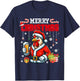 Merry Christmas Santa Rooster Chicken Drinking Beer Farmer T-Shirt - T-Shirt | Navy