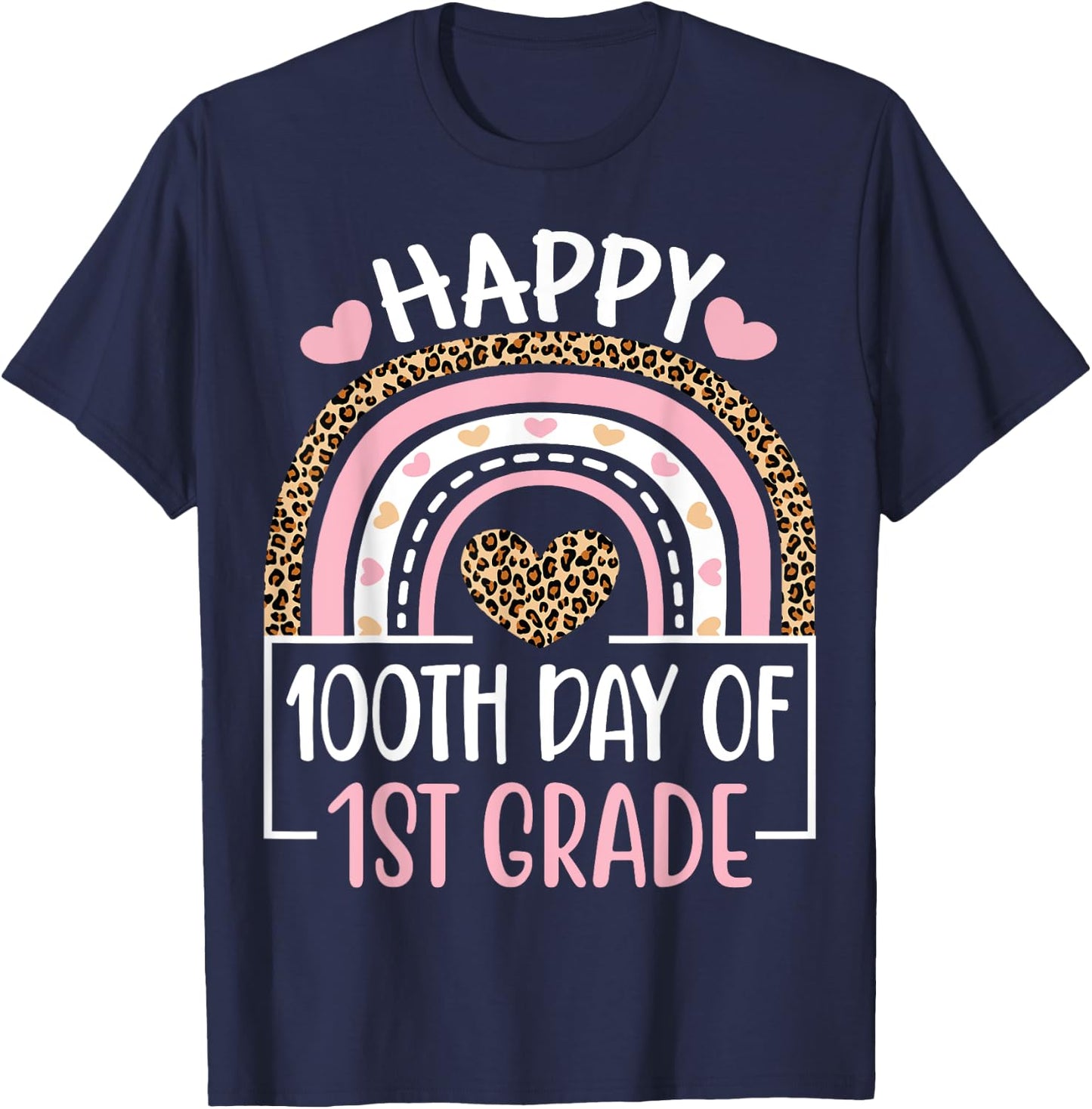 100th Day Of First Grade Funny 100 Days Of School Teacher T-Shirt - T-Shirt | Navy