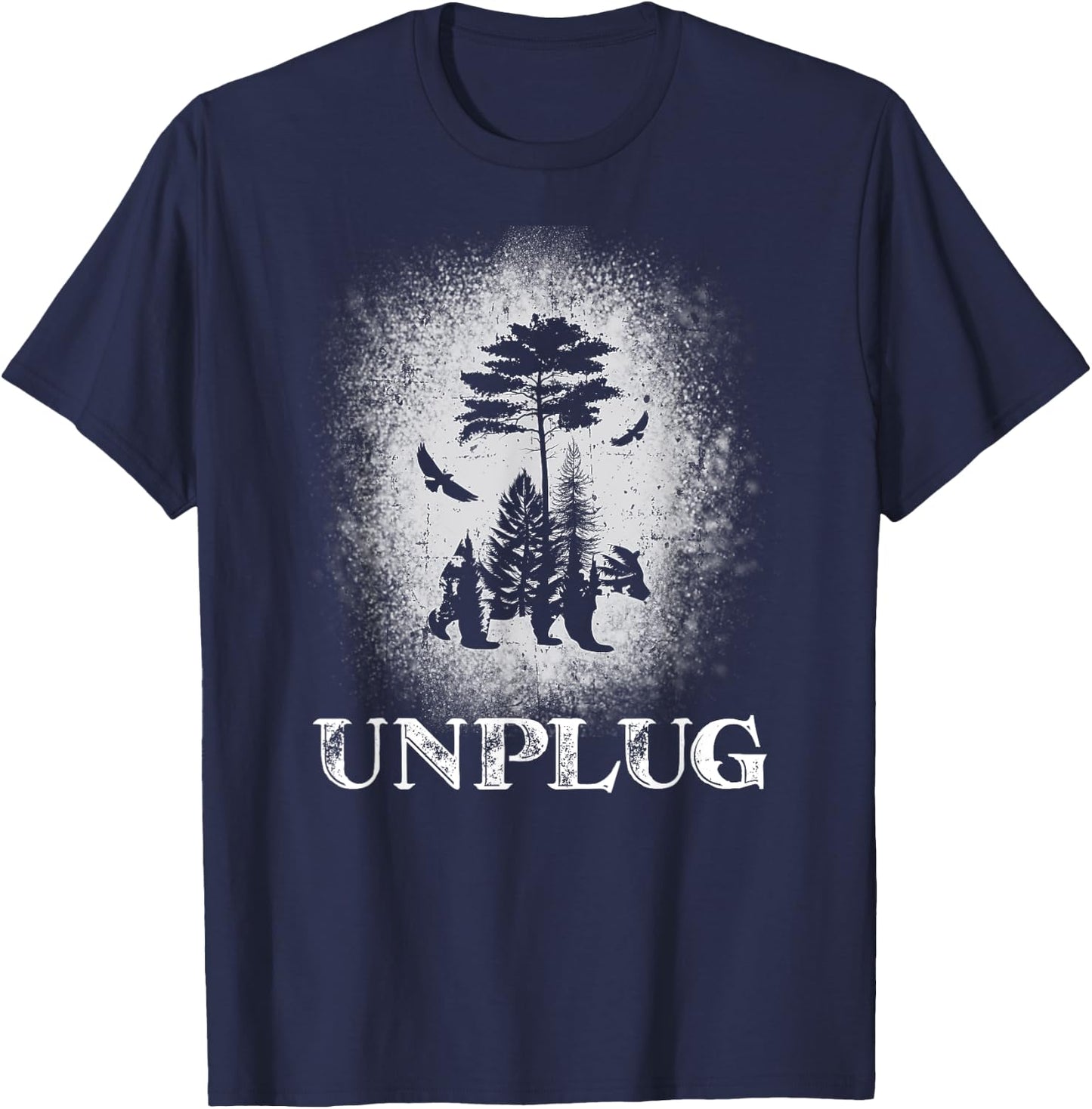 Unplug. Hiking Apparel Hiker Hiking Outdoor T-Shirt - T-Shirt | Navy