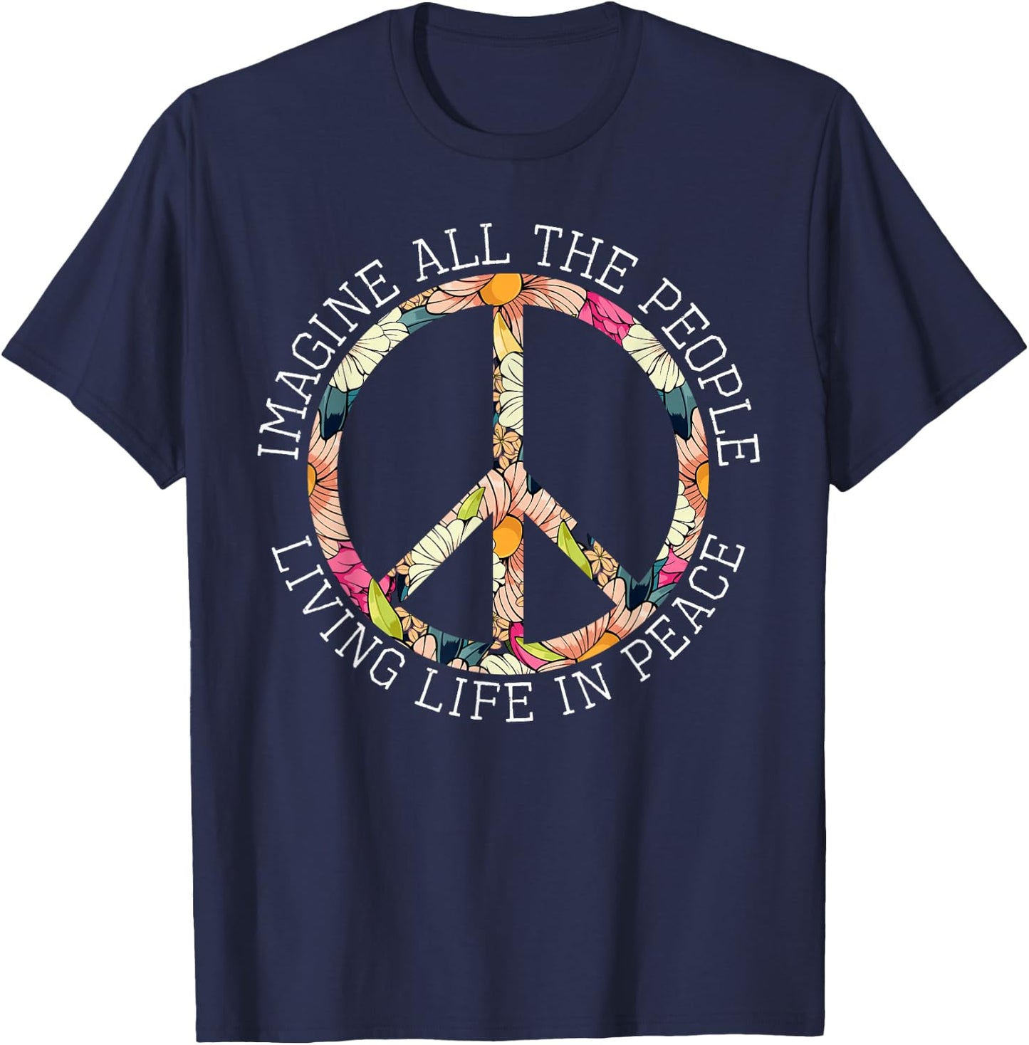 Hippie Costume 60s 70s Peace Vintage Lover Retro Nostalgic T-Shirt - T-Shirt | Navy