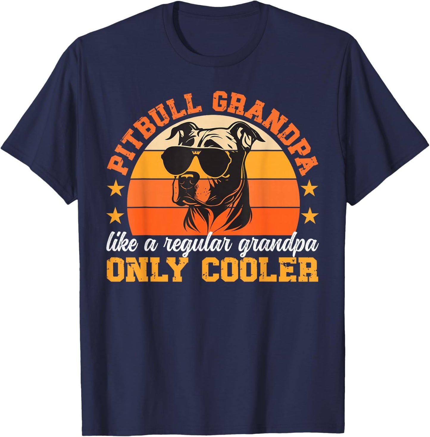 Cool Pitbull Grandpa Pitbull Grandfather Pittie Grandpa T-Shirt - T-Shirt | Navy
