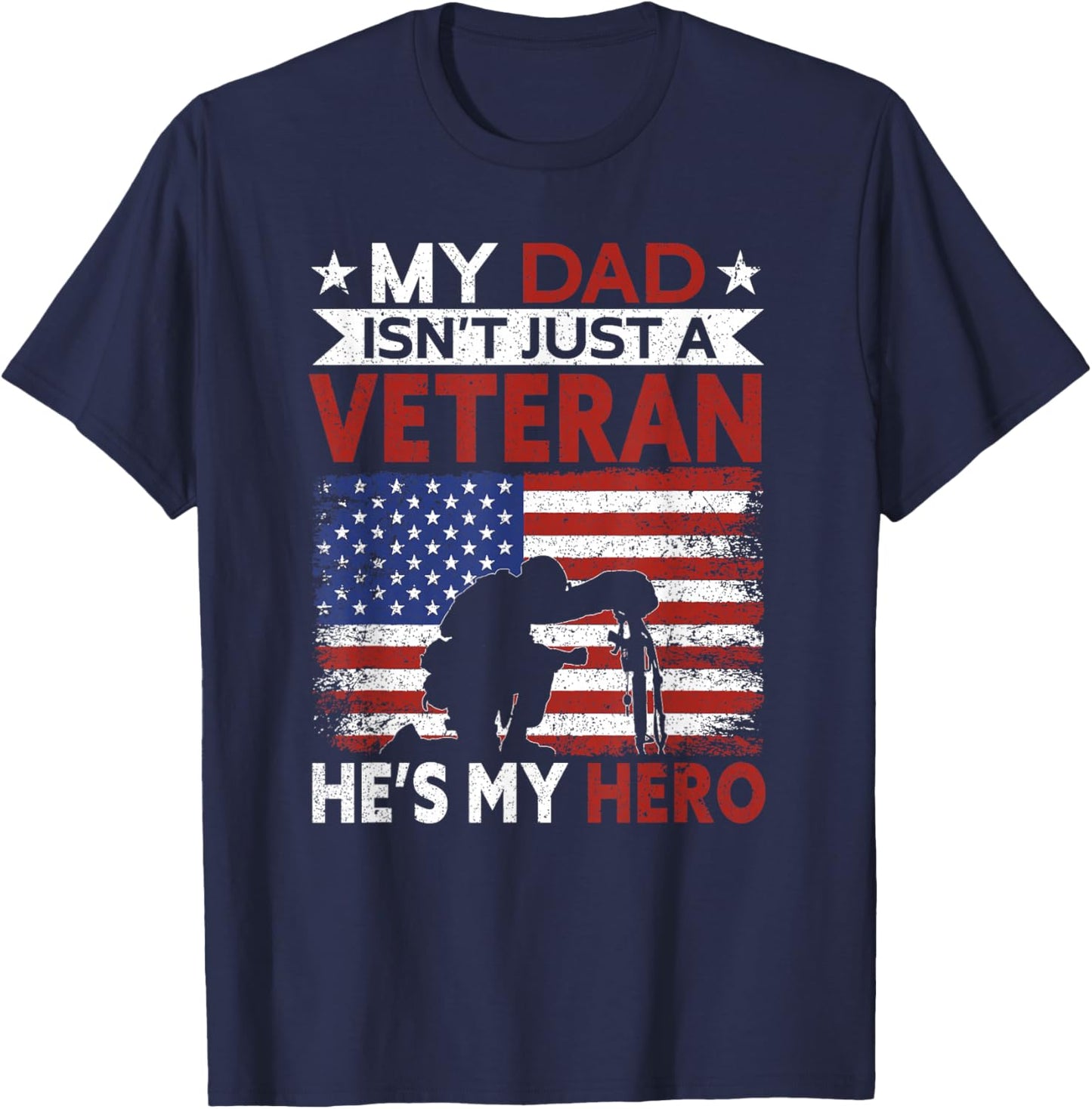 Veteran Dad He's My Hero | Proud American Veteran Dad T-Shirt - T-Shirt | Navy