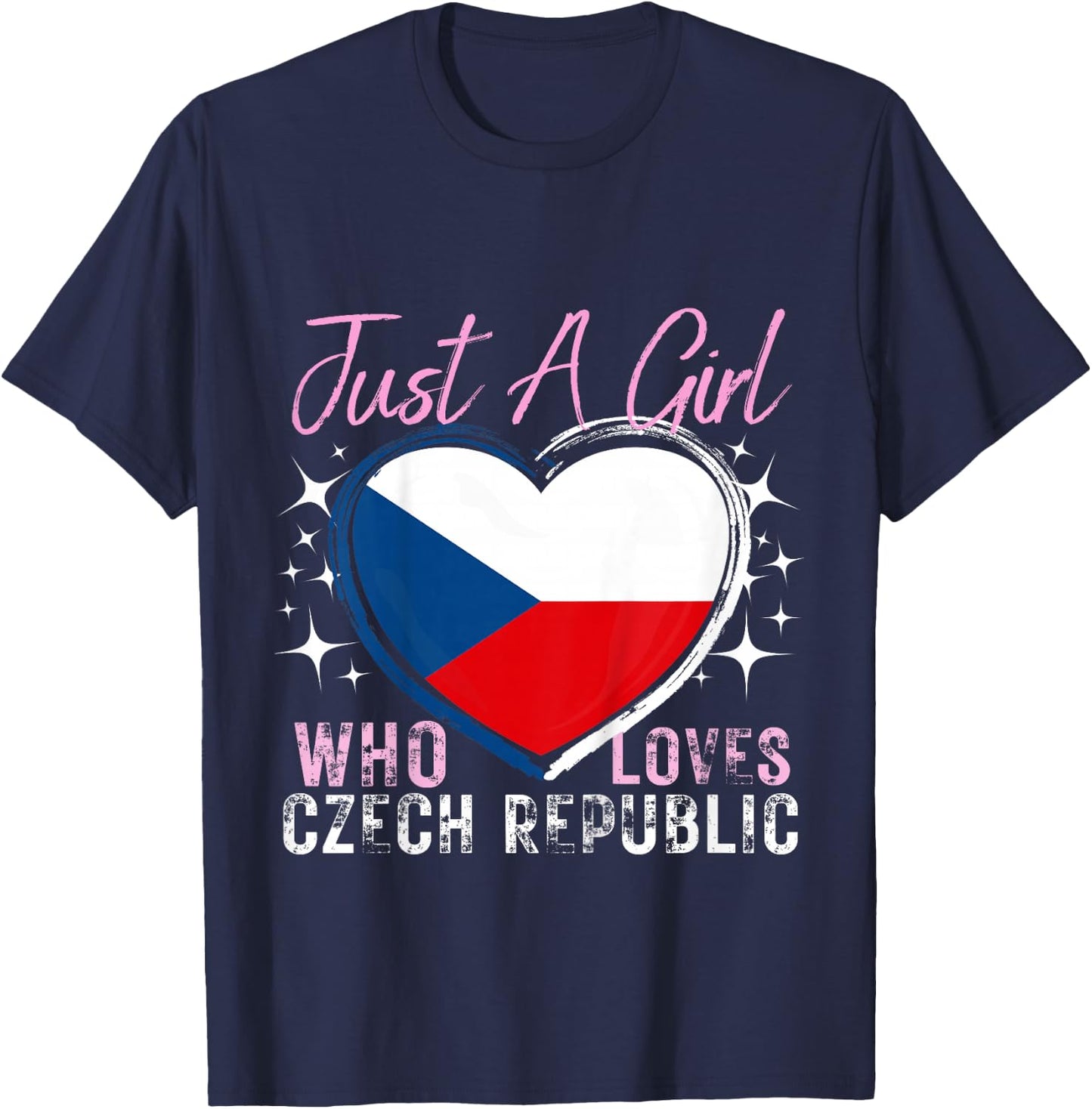 Kids Just A Girl Who Loves Czech Republic Heart Flag for Girls T-Shirt - T-Shirt | Navy