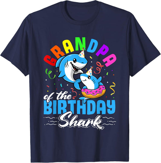 Grandpa of the Birthday Shark T-Shirt - T-Shirt | Navy