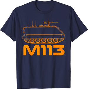 M113 Armored Personnel Carrier USA America American Military T-Shirt - T-Shirt | Navy