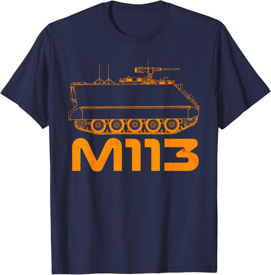 M113 Armored Personnel Carrier USA America American Military T-Shirt - T-Shirt | Navy