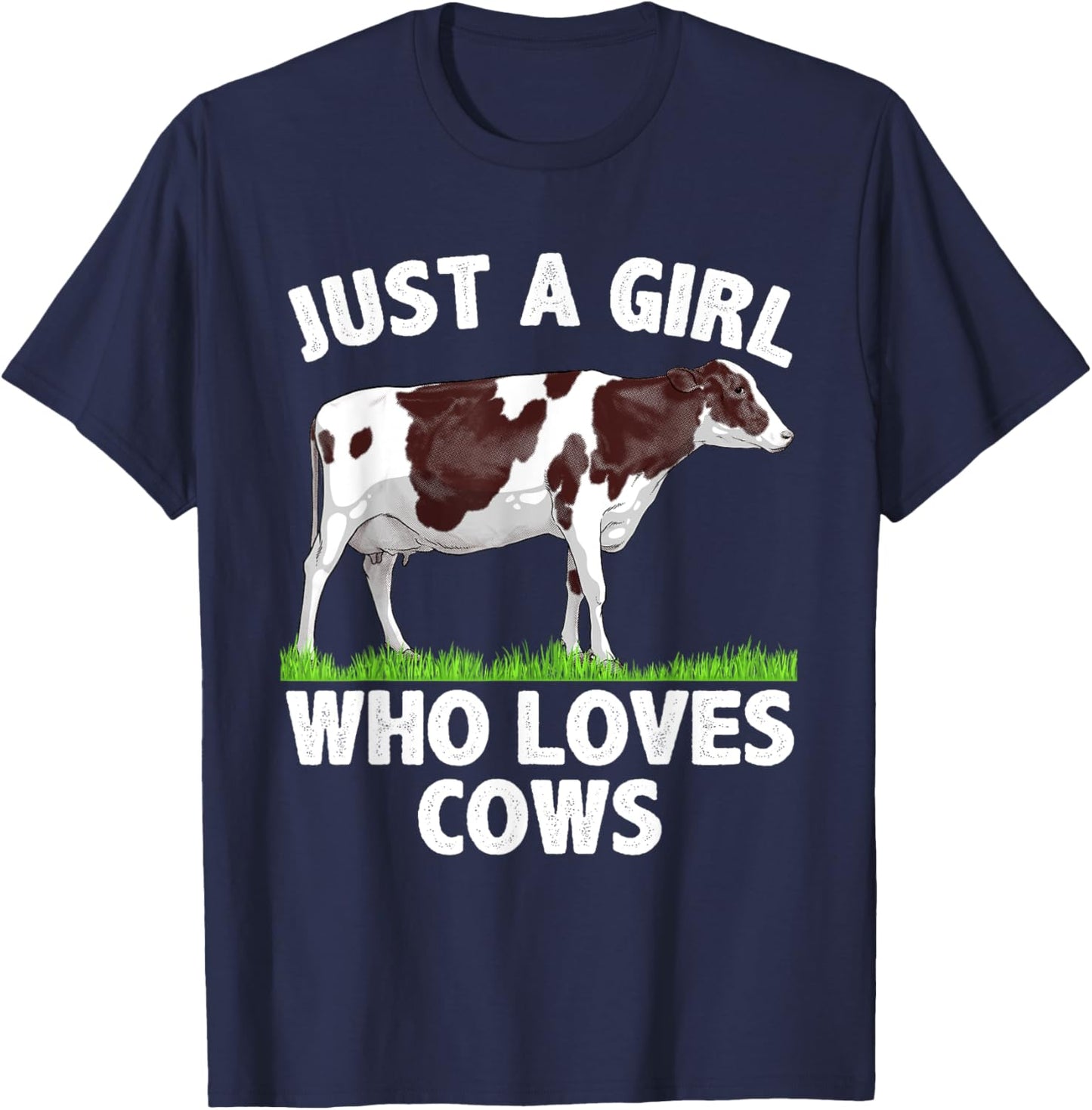 Cool Cow Design Girls Cow Lover Farmer Farm Animal T-Shirt - T-Shirt | Navy