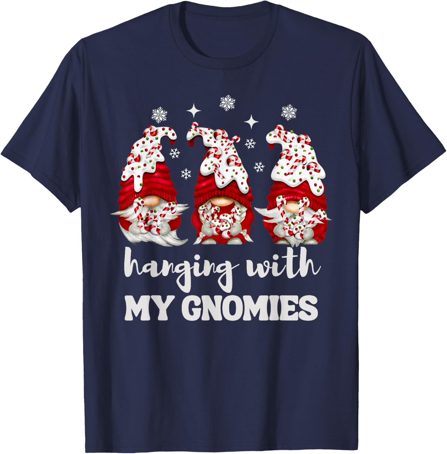 Christmas Hanging With My Gnomies Peppermint Xmas Gnome T-Shirt - T-Shirt | Navy