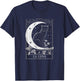Cat and Crescent Moon Tarot Card Graphic T-Shirt - T-Shirt | Navy