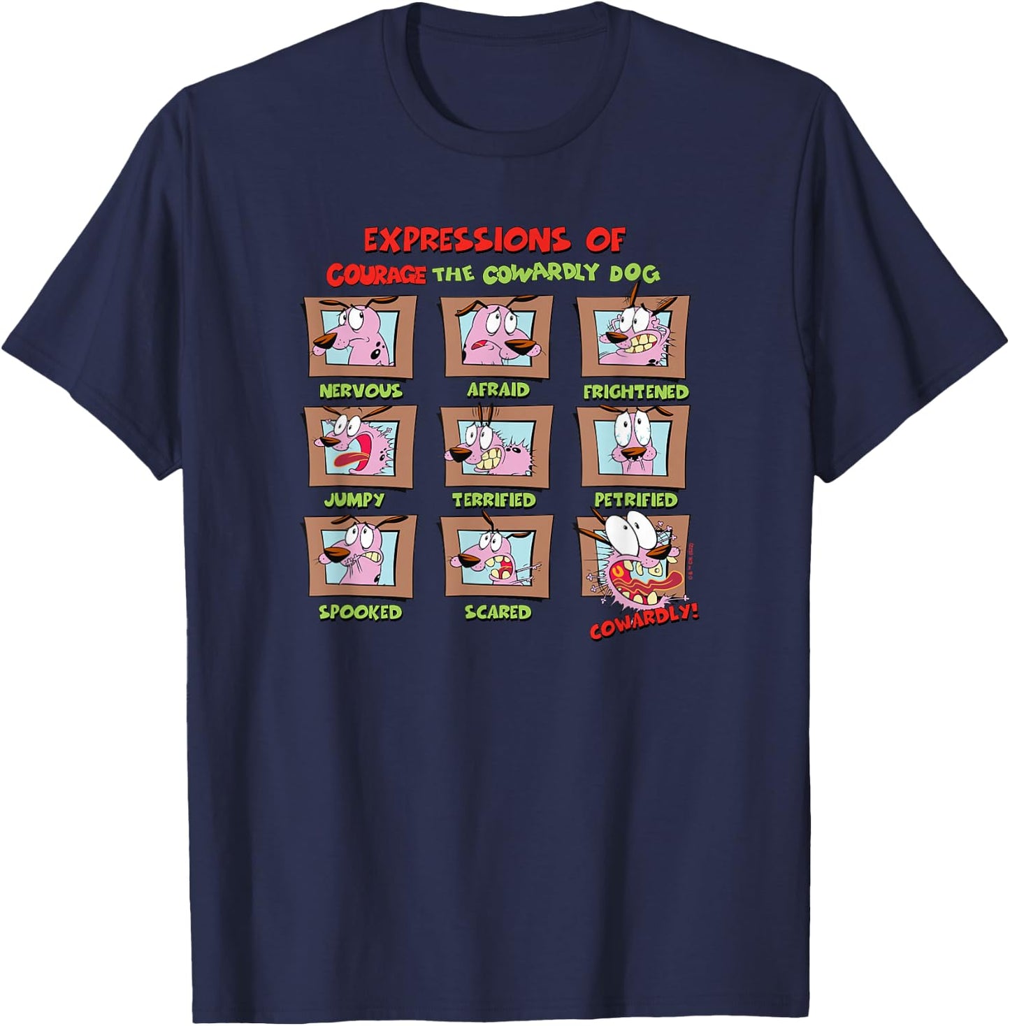 Courage The Cowardly Dog Courage Expressions Box Up T-Shirt - T-Shirt | Navy