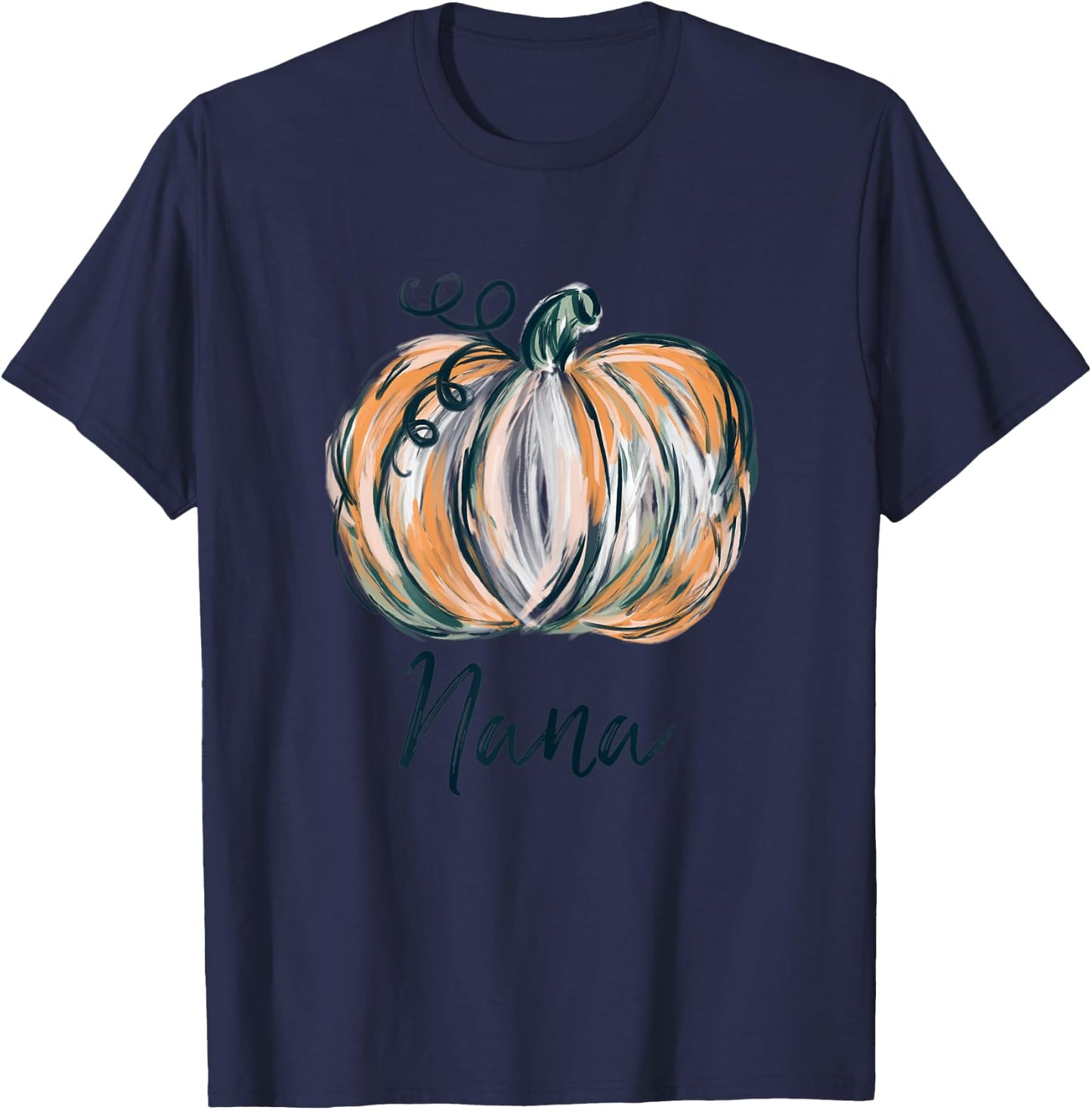 Nana Watercolor Pumpkin Fall Thanksgiving Halloween 2022 T-Shirt - T-Shirt | Navy