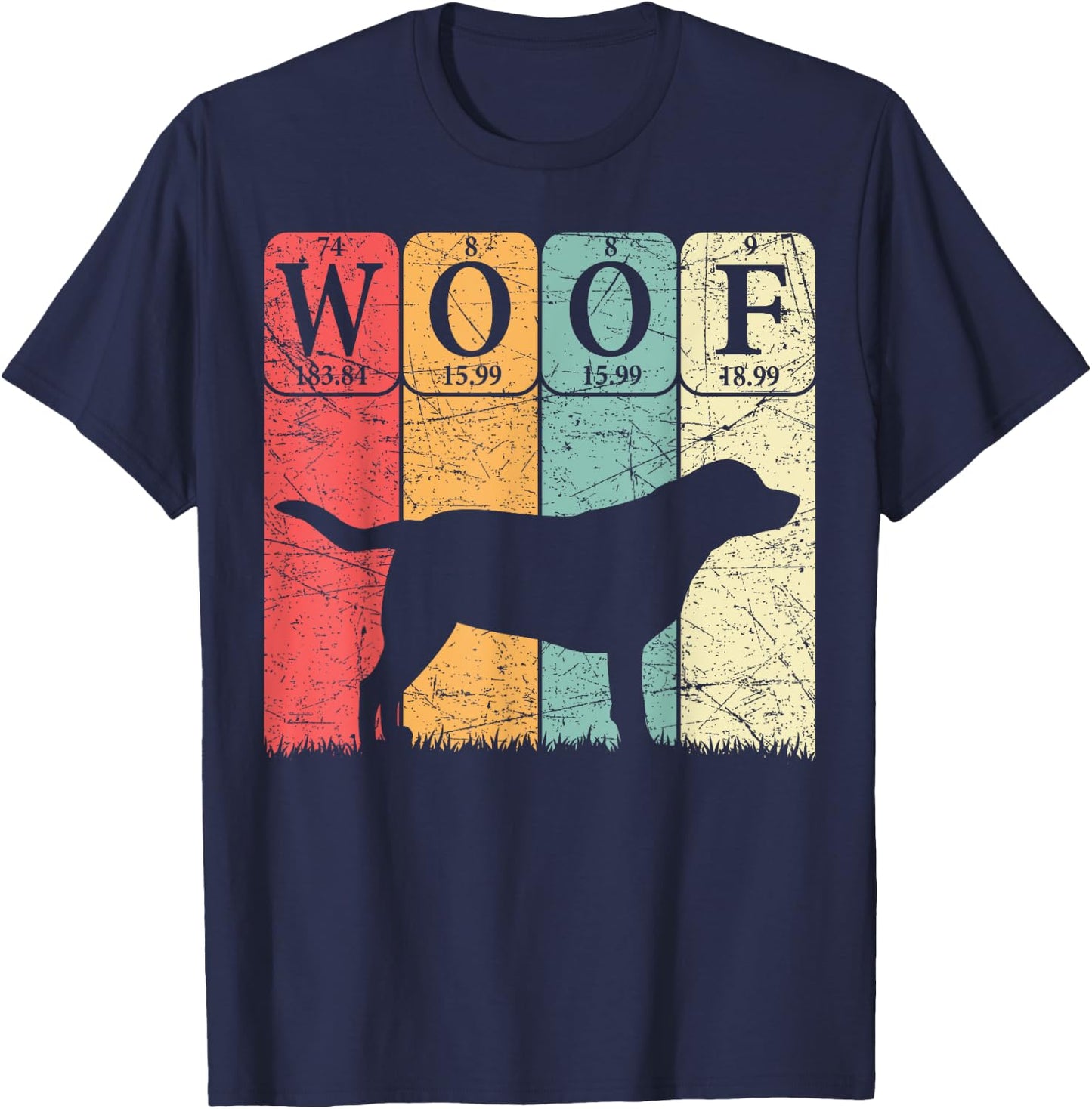 Labrador Retriever Dog Periodic Table Elements Dog Lover T-Shirt - T-Shirt | Navy