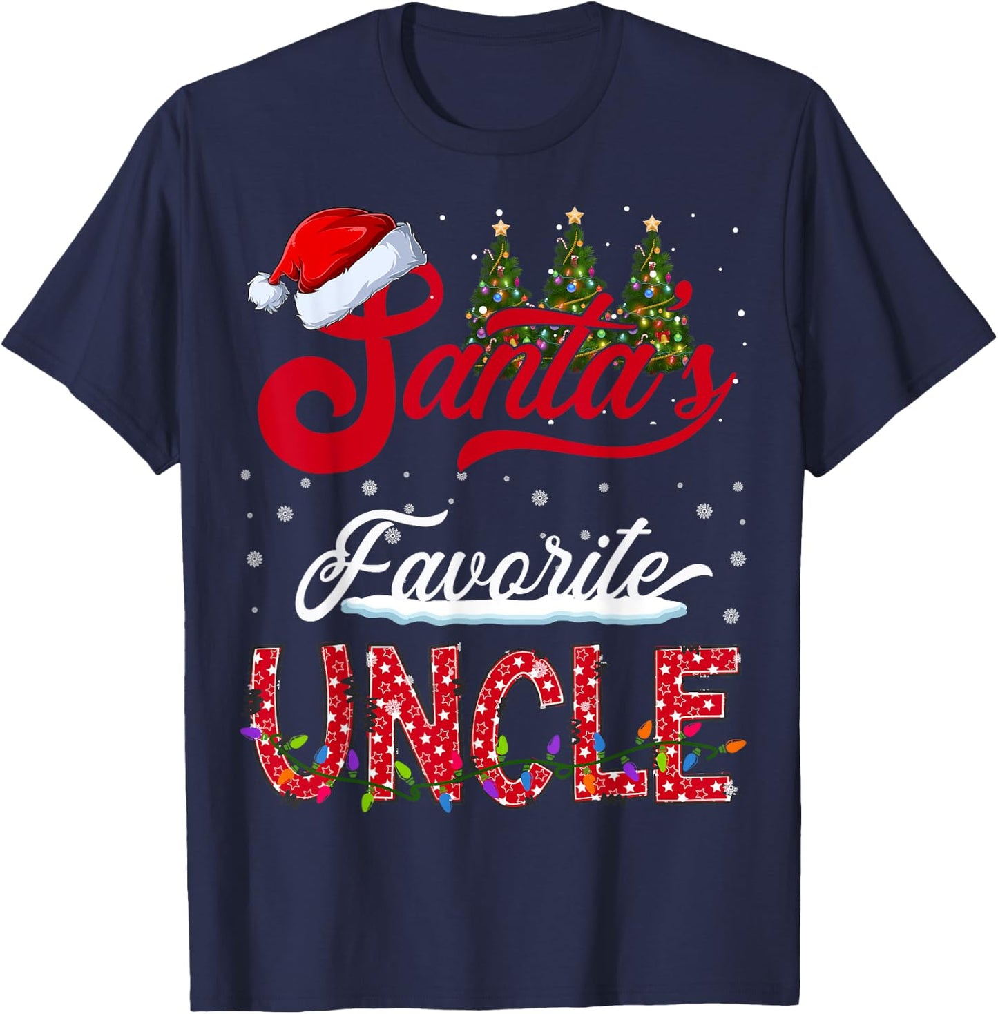 Santa's Favorite Uncle Family Matching Group Christmas T-Shirt - T-Shirt | Navy