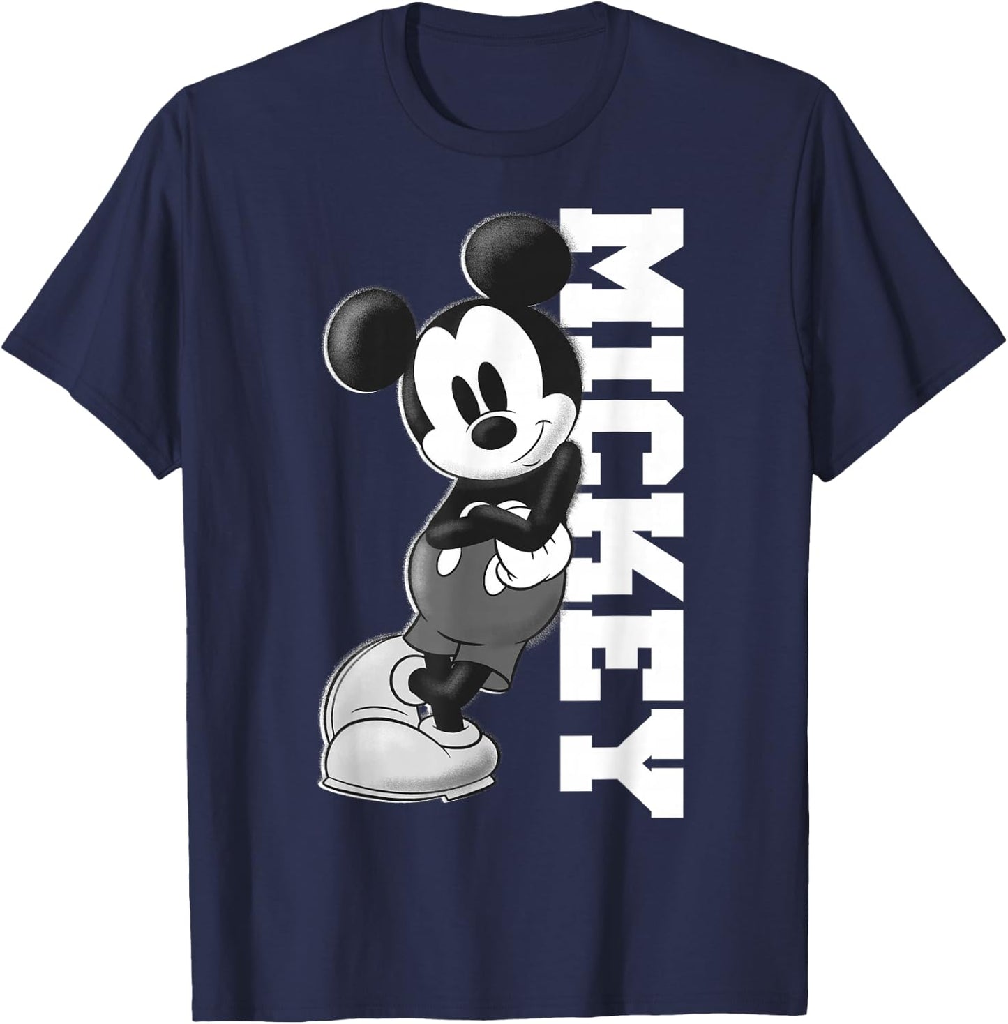 Disney Mickey Mouse Leaning on Name White T-Shirt - T-Shirt | Navy