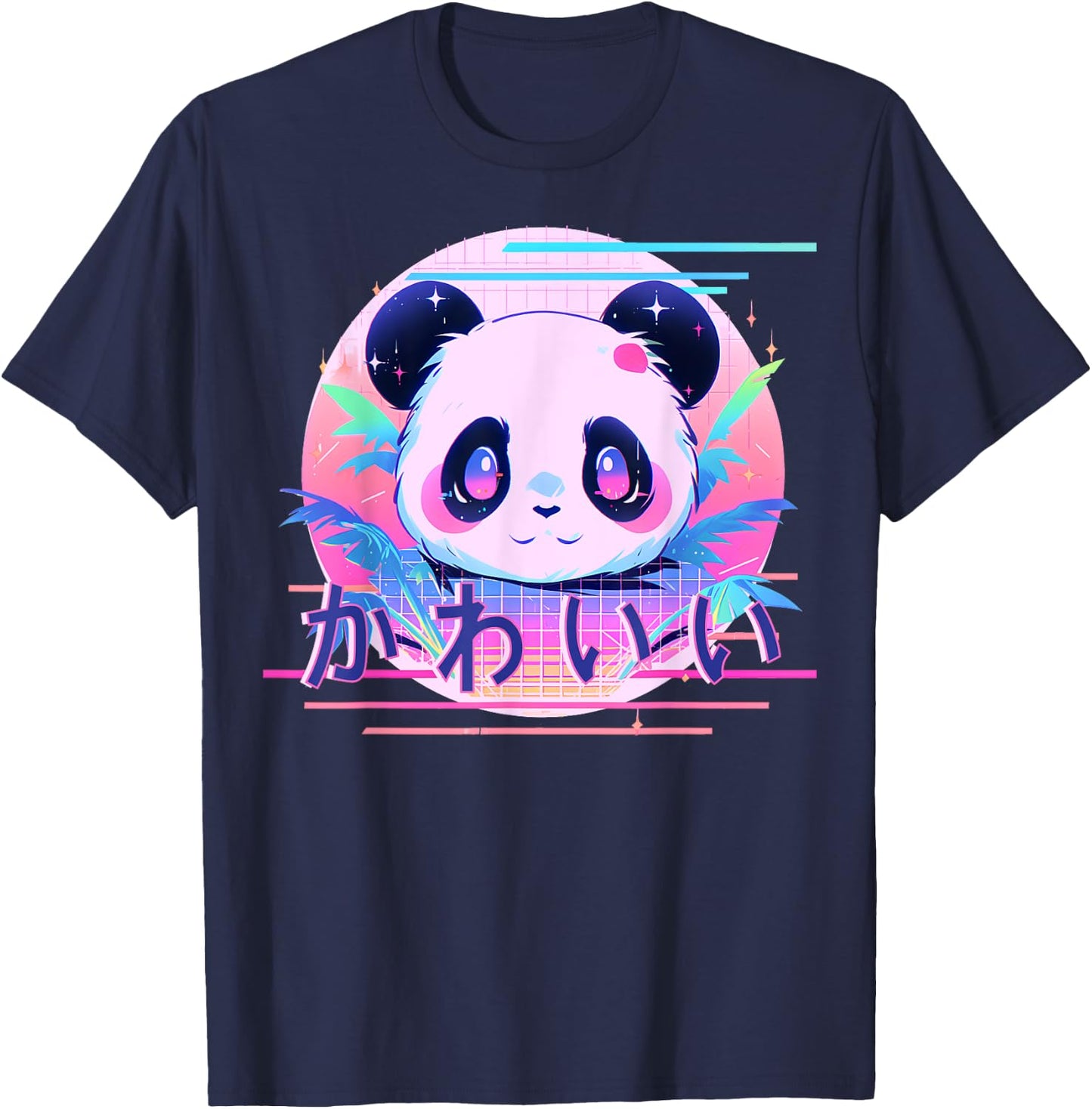 Kawaii Panda 80s Retro Cute Japanese Vaporwave Aesthetic T-Shirt - T-Shirt | Navy