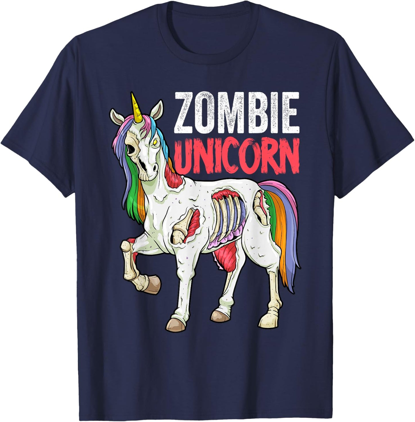Zombie Unicorn Zombiecorn Halloween Costume Scary Undead T-Shirt - T-Shirt | Navy