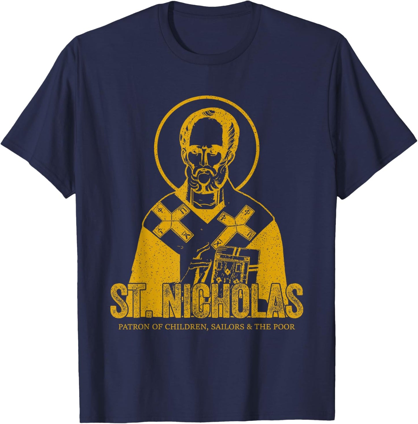 Catholicism Gold St. Nicholas Catholic Christian Saint T-Shirt - T-Shirt | Navy