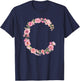 Cool Initial Alphabet Monogram Flowers Gifts Floral Letter C T-Shirt - T-Shirt | Navy