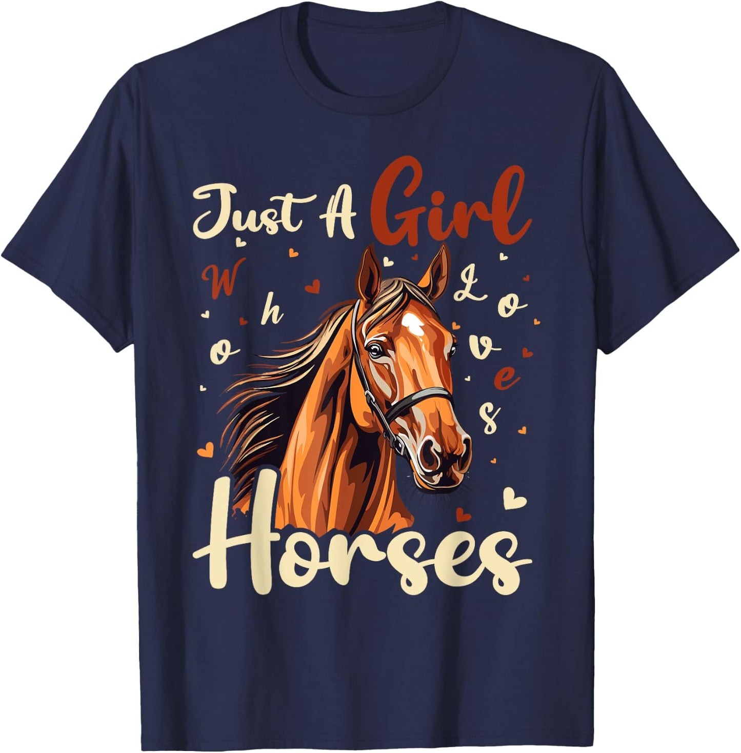 Horse Lover Just A Girl Who Loves Horses T-Shirt - T-Shirt | Navy
